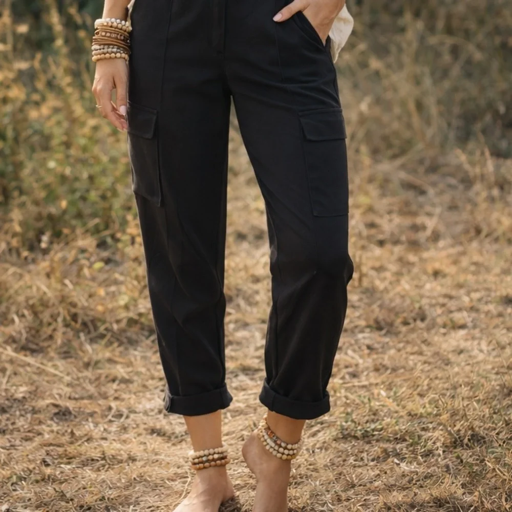 Maison d’Amile Paris,Tailored Cargo Pants Silky Tapered Cuffed Ankle,Size US 10